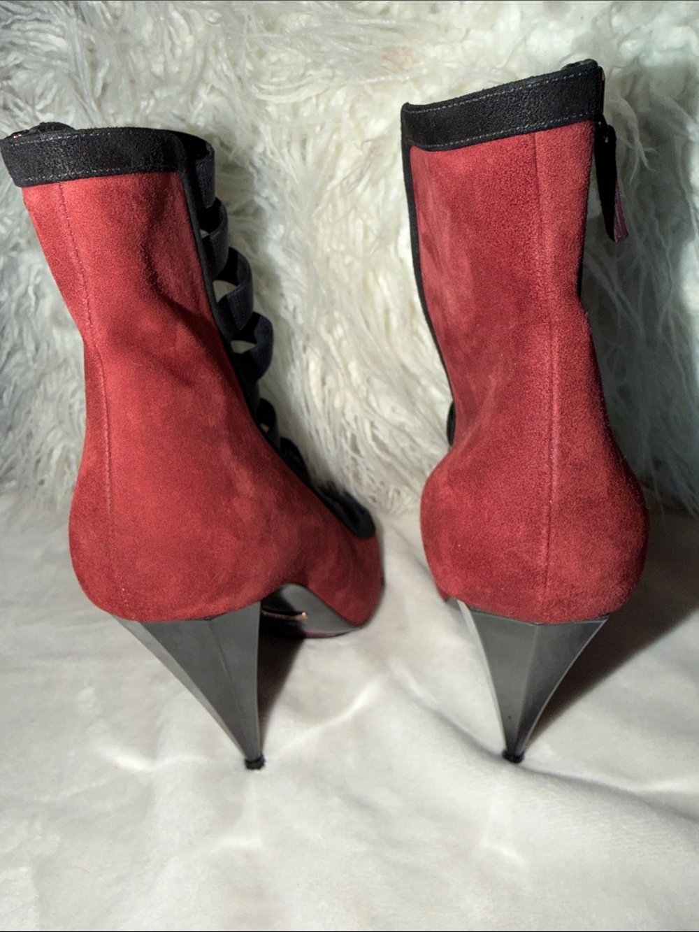 Gucci Burgundy Suede and Black Strappy Ankle Heels Super Chic!  AUTHENTIC!!! - Picture 7 of 7